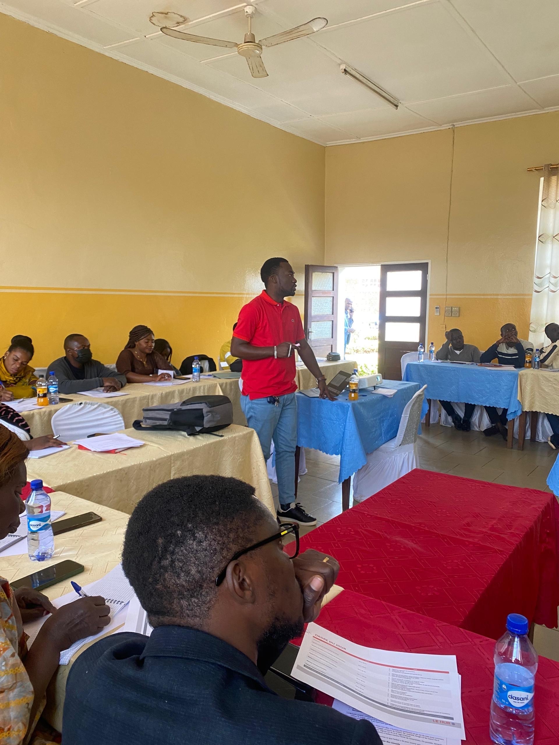 The Hub's director delivering a child labour case manager training in Kolwezi, DRC, 2024